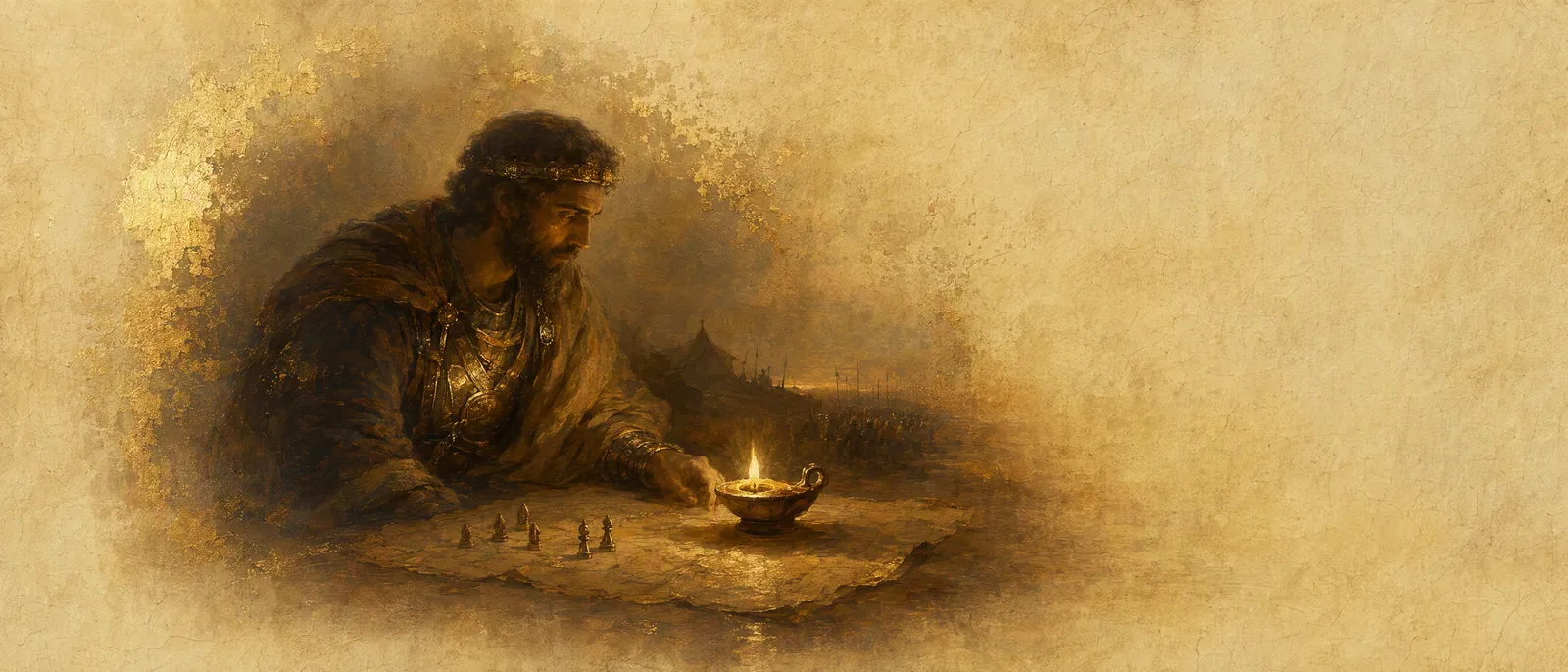 Painterly illuminated-manuscript artwork evoking the Hebrew name Avner: Avner ben Ner, commander of Saul's army.