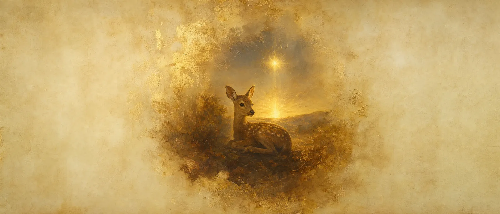 Painterly illuminated-manuscript artwork evoking the Hebrew name Ayelet: Doe of the dawn — ayelet hashachar, the morning star.