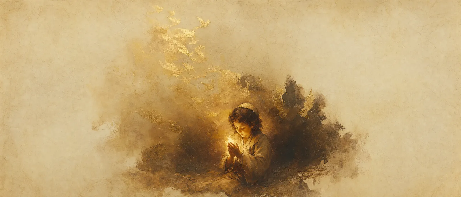 Painterly illuminated-manuscript artwork evoking the Hebrew name Bracha: Blessing; from the root ב-ר-כ (b-r-kh).