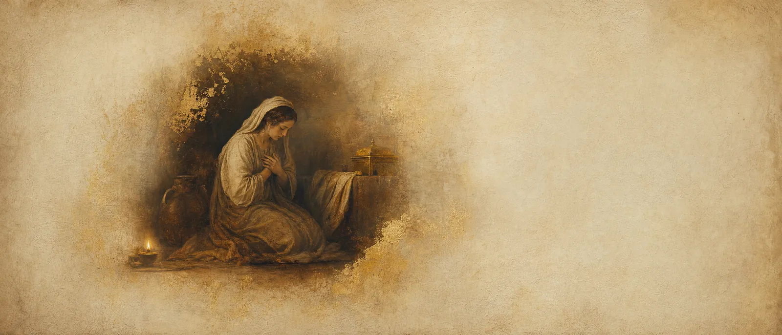 Painterly illuminated-manuscript artwork evoking the Hebrew name Chana: Chana, mother of the prophet Shmuel.
