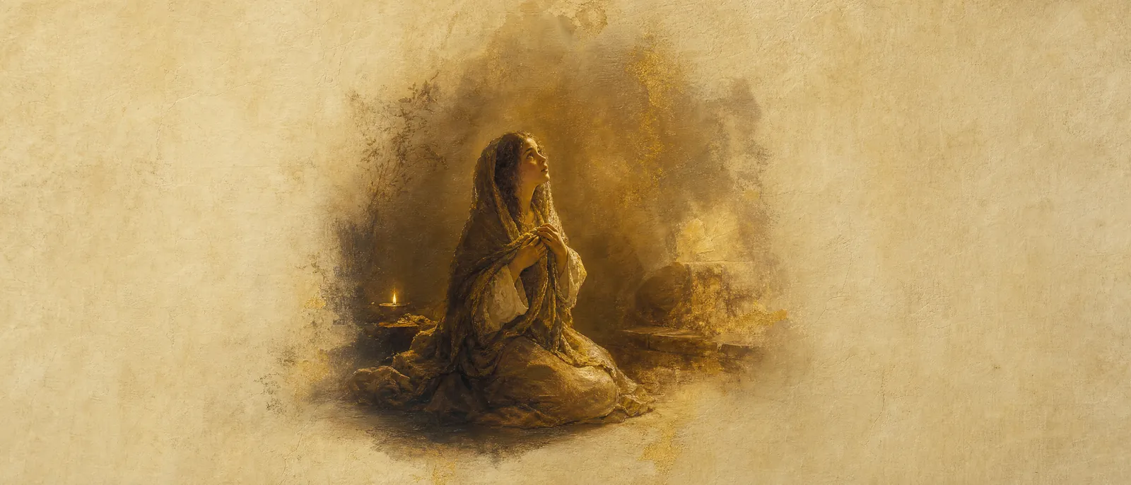 Painterly illuminated-manuscript artwork evoking the Hebrew name Itai: 'With me' — iti, presence made into a name.