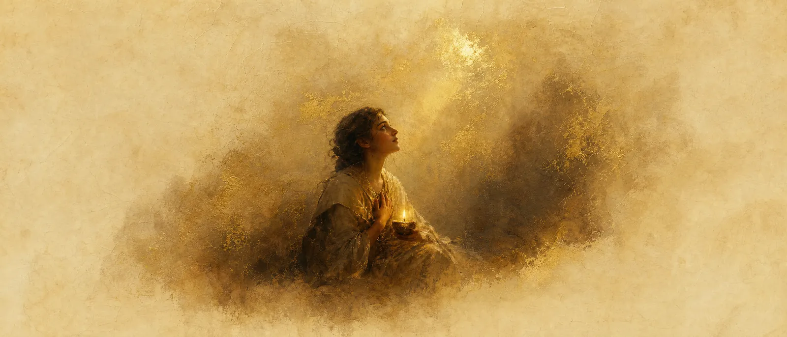 Painterly illuminated-manuscript artwork evoking the Hebrew name Lior: I have light — li (to me) + or (light).