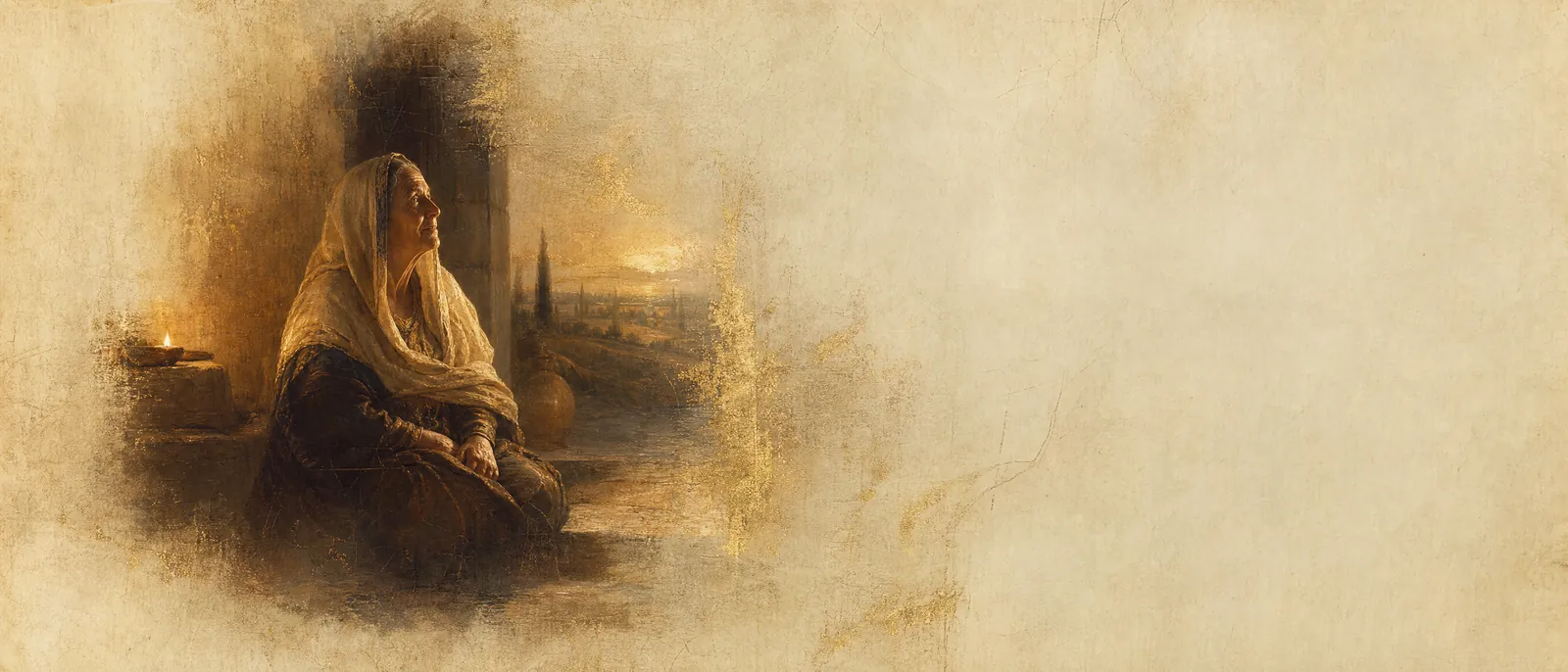 Painterly illuminated-manuscript artwork evoking the Hebrew name Naomi: Naomi, mother-in-law of Ruth.