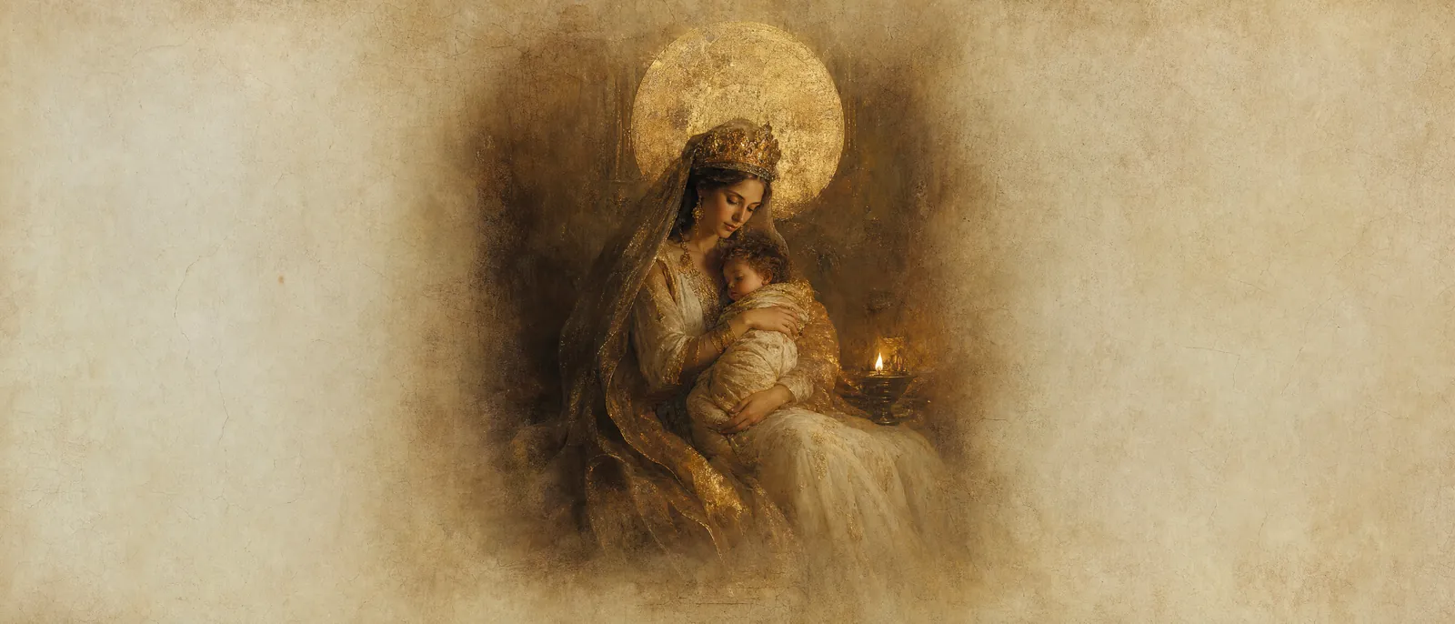 Painterly illuminated-manuscript artwork evoking the Hebrew name Sarah: Princess, noblewoman (from שׂר, ruler).