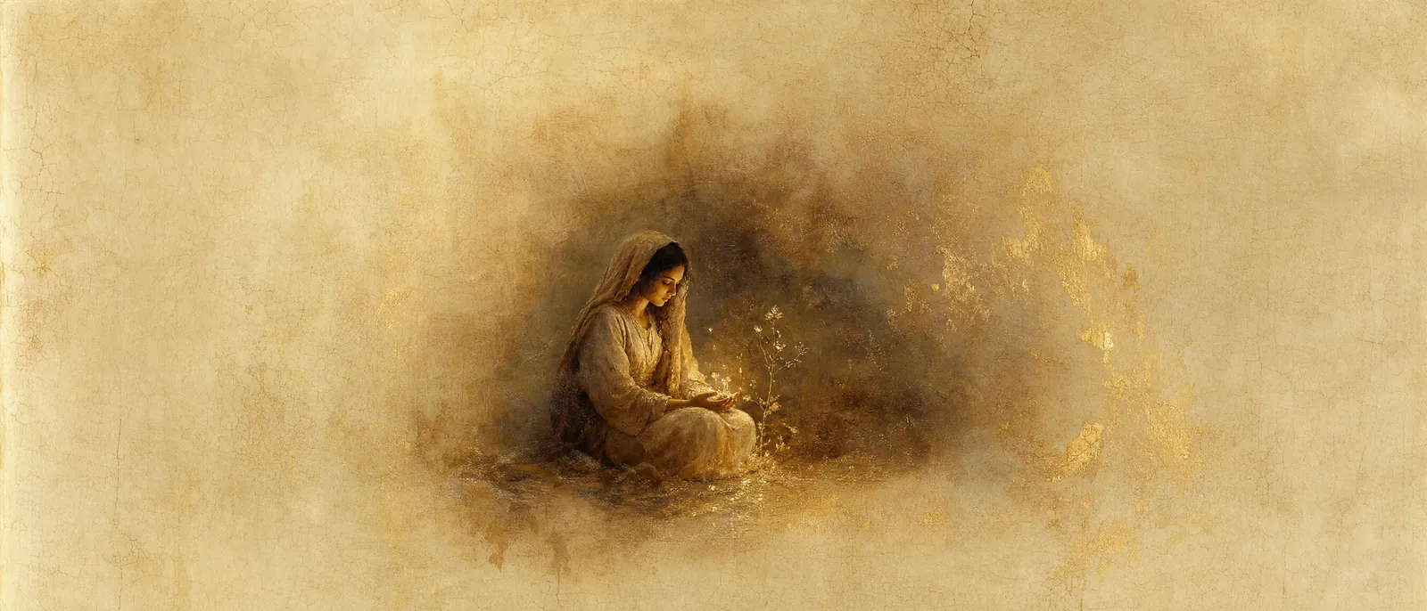 Painterly illuminated-manuscript artwork evoking the Hebrew name Talia: Dew of God — tal (dew) + Yah.