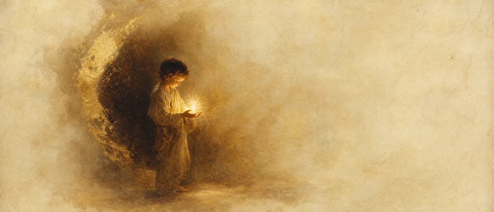 Painterly illuminated-manuscript artwork evoking the Hebrew name Uri: "My light" — from or (אור), the first thing created.