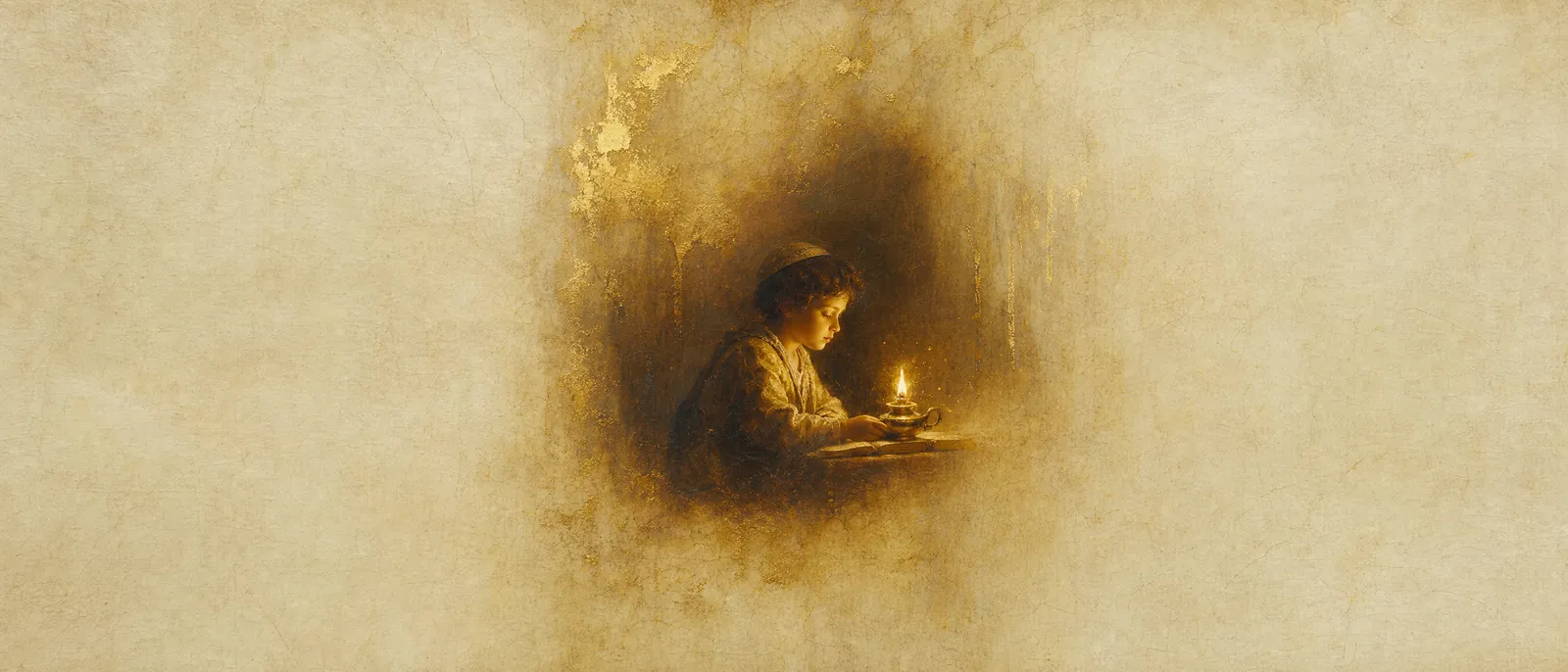 Painterly illuminated-manuscript artwork evoking the Hebrew name Yair: He will illuminate — light in the future tense.