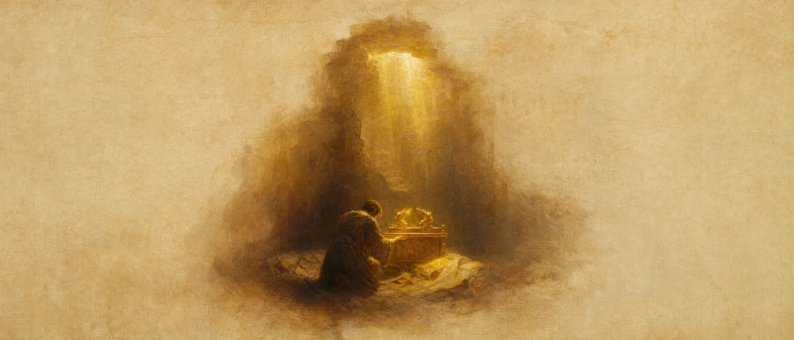 Painterly illuminated-manuscript artwork evoking the Hebrew name Yocheved: The Lord is honor — Yah + kavod.